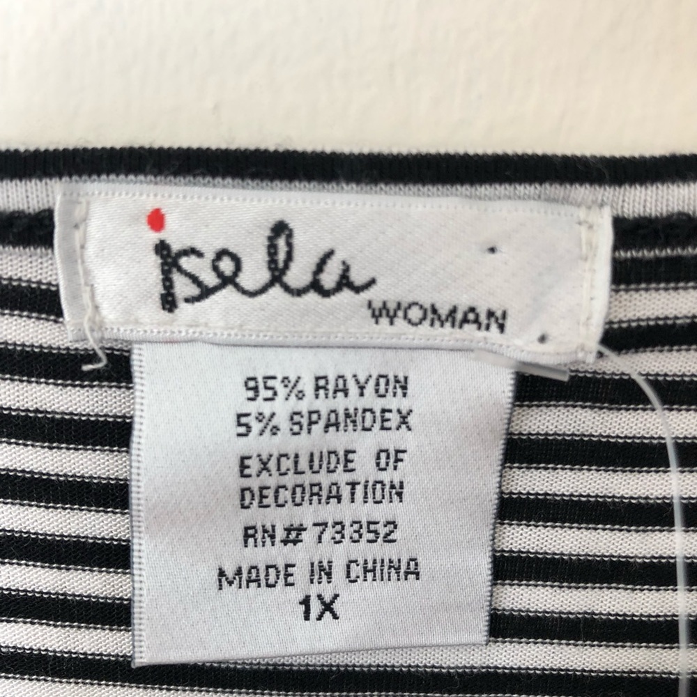 Isela Black and White Stripped Pom Pom Top - Picture 7 of 8